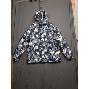 SKIEER Men's Grey & Blue Camo Full Zip Hoodie Size Medium